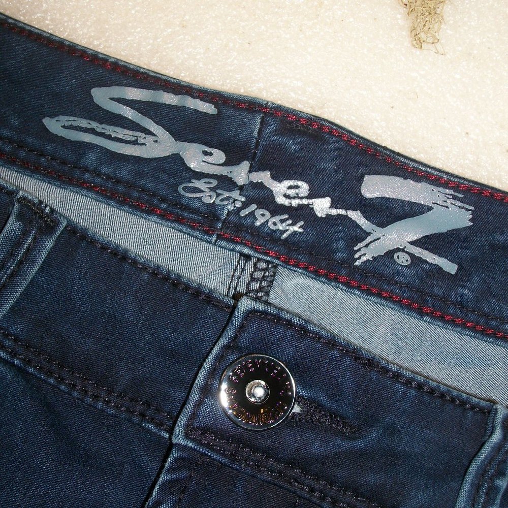 Seven7 Sz 14 Blue Demim Stretch Leggings Jeans Mid Rise 28" Inseam - Picture 9 of 12